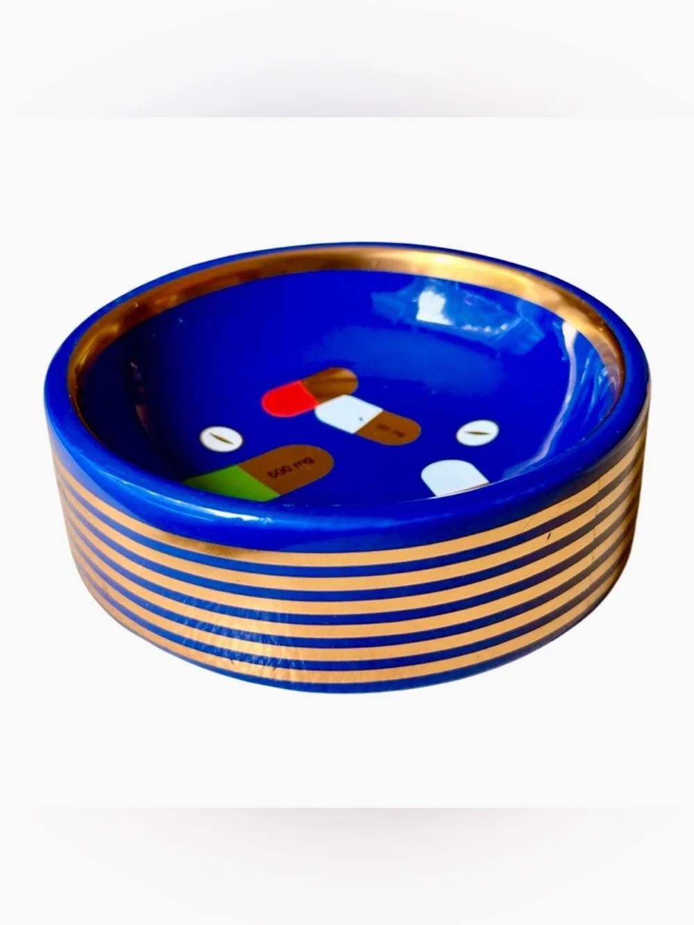 HTF Jonathan Adler Porcelain Blue Full Dose Valet Trinket Tray /Catch All